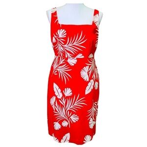 Boden Red and White Tropical Print Sheath Dress Size 6